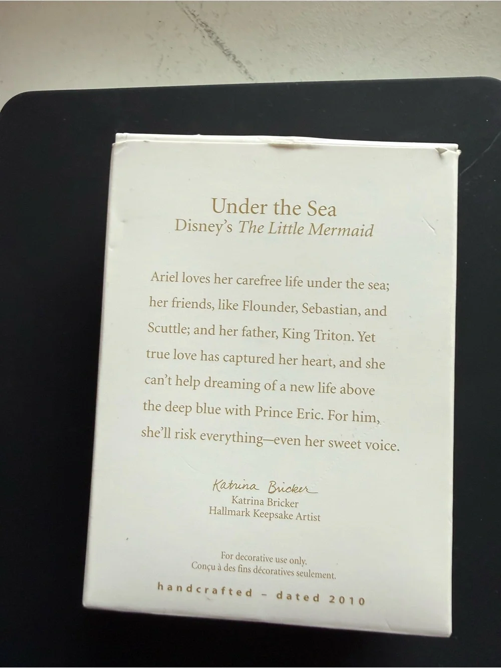 Hallmark Keepsake Ornament Under The Sea Disney's The Little Mermaid 2010